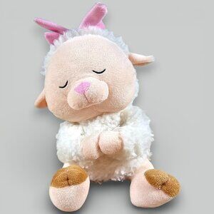 Walmart Sheep Lamb Praying Plush Stuffed Animal Talks Bedtime Pink Bow Soft 10"